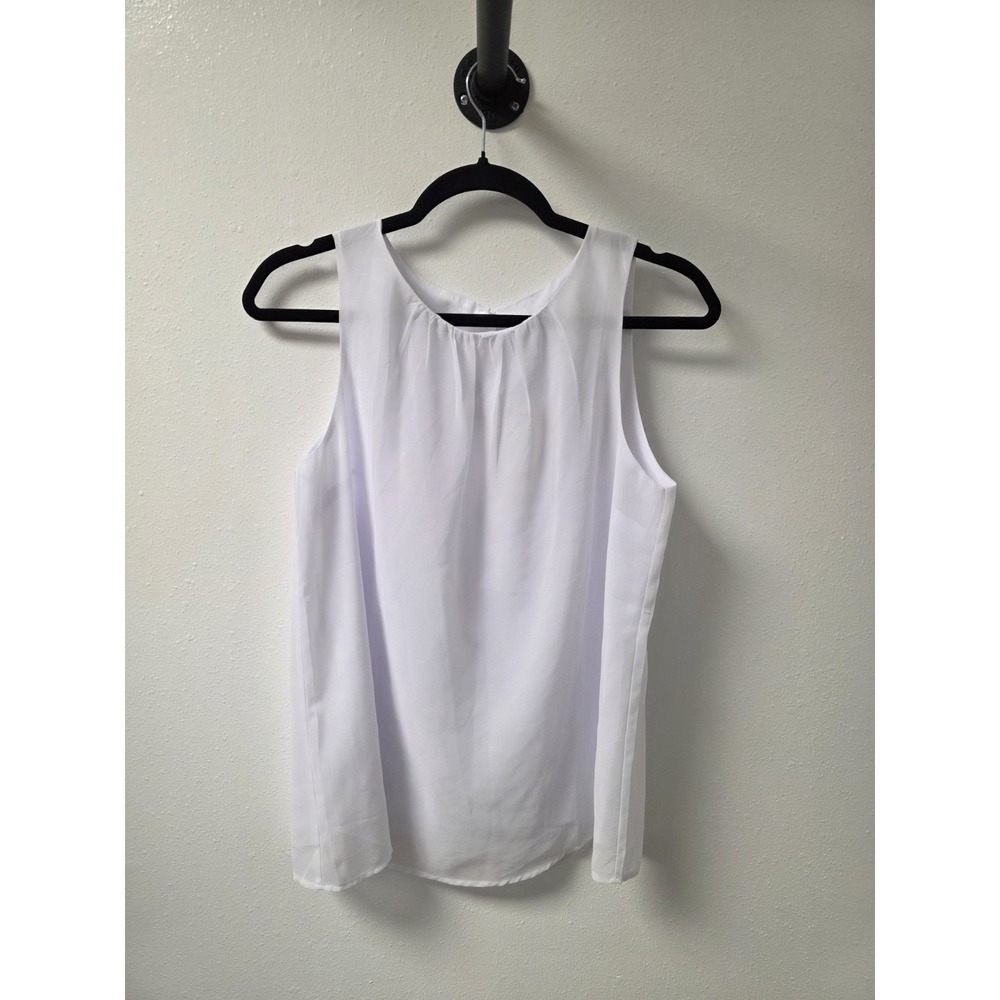 Anygrew Classic White Sleeveless Blouse Women's Size Small –‎ Lined Sheer Top